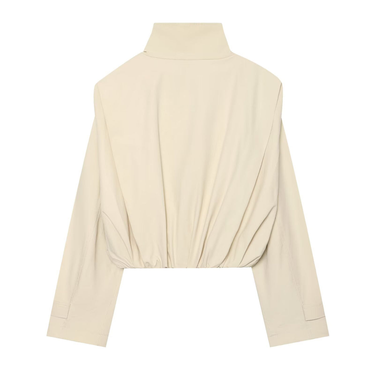 Trench coat cruzado plisado beige para mujer