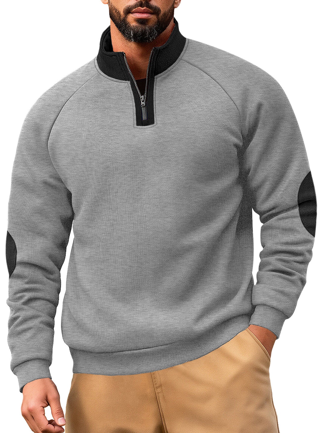 Image of Sudadera de poliéster de corte holgado con cuello subido y media cremallera