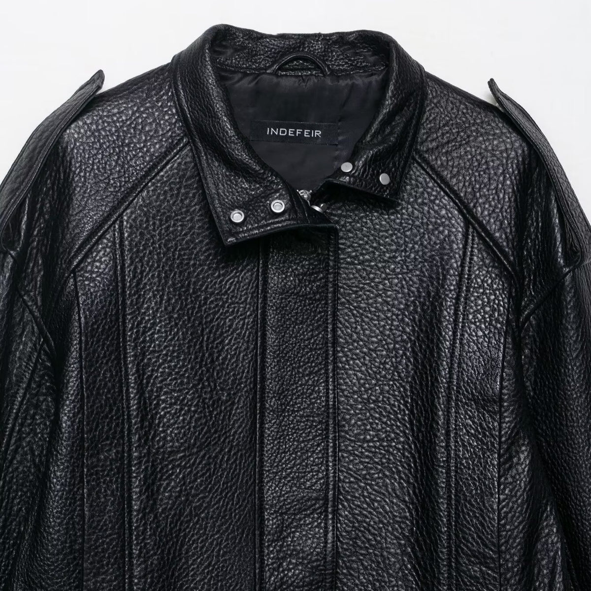 Black zip-up loose fit bomber jacket