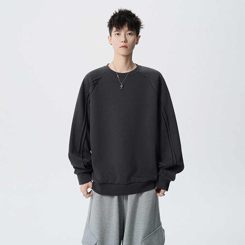 Sudadera de cuello redondo y manga larga de corte holgado para hombre