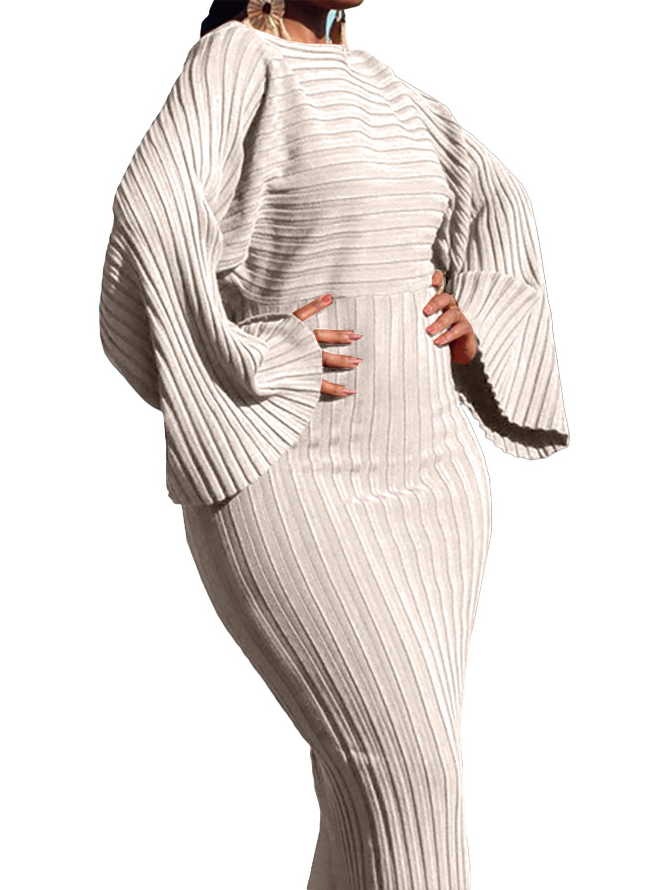 Image of Vestido largo asimétrico de canalé para mujer