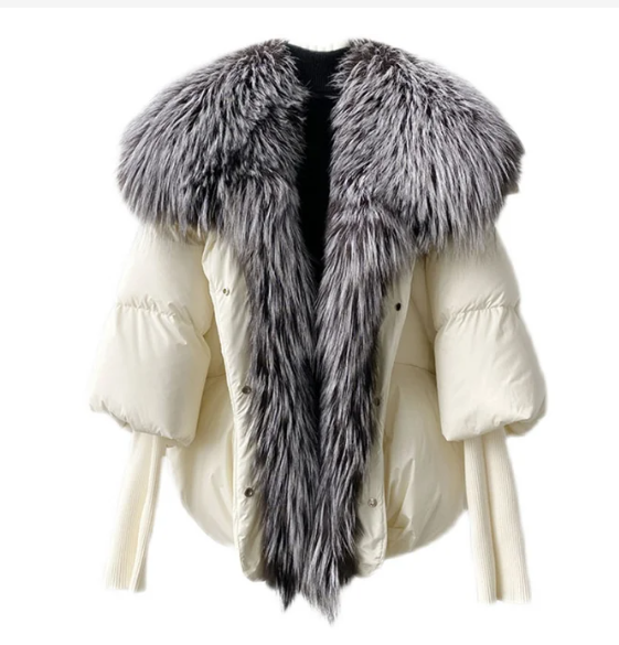 Image of Zeratta Women's fur-trim duck down puffer coat