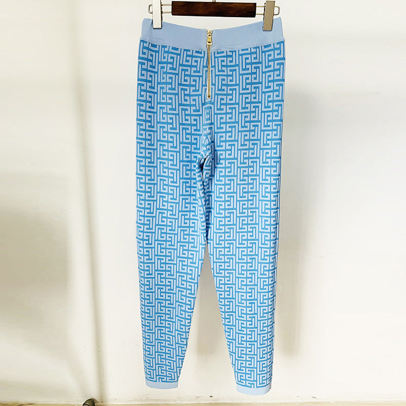 Graphic jacquard knit sweater and pants separates