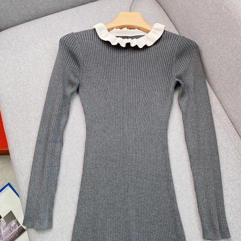 Image of Women's Lace-Collar Knit Maxi Dress