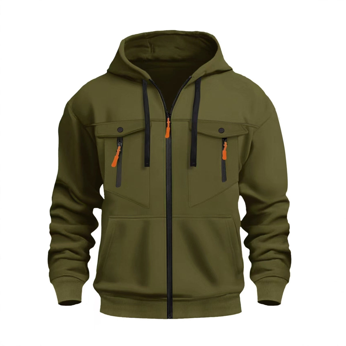 Sudadera deportiva con cremallera y multibolsillos para hombre