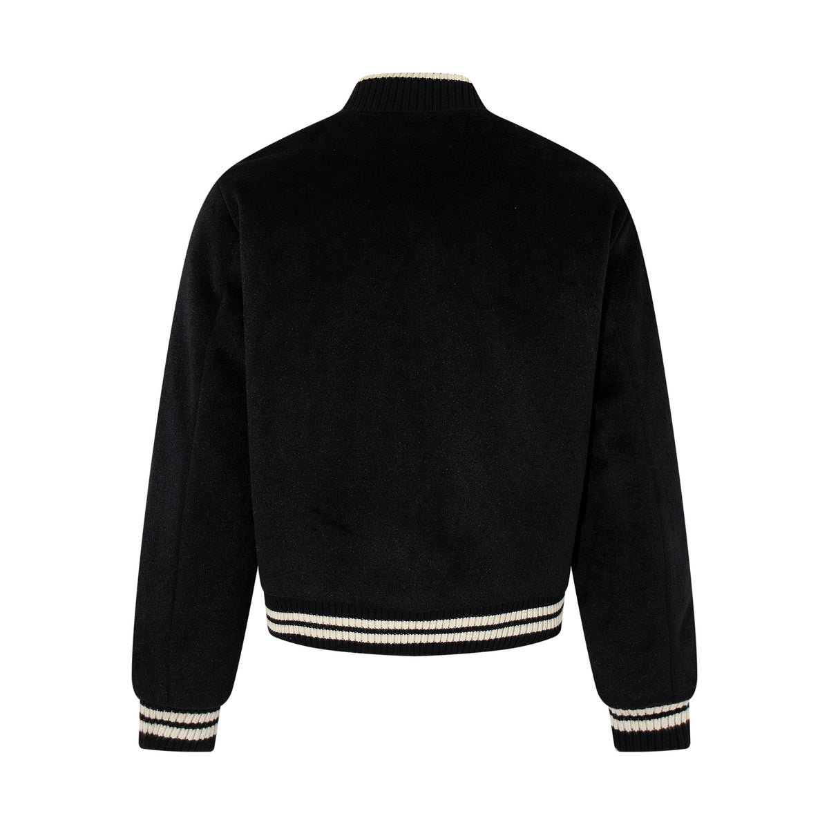 Men's black padded wool blend baseball jacket