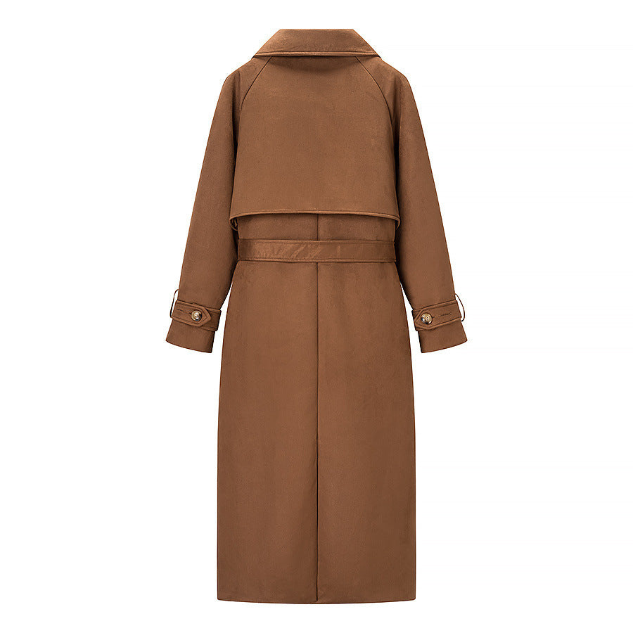 Image of Women's brown single-button woven trench coat