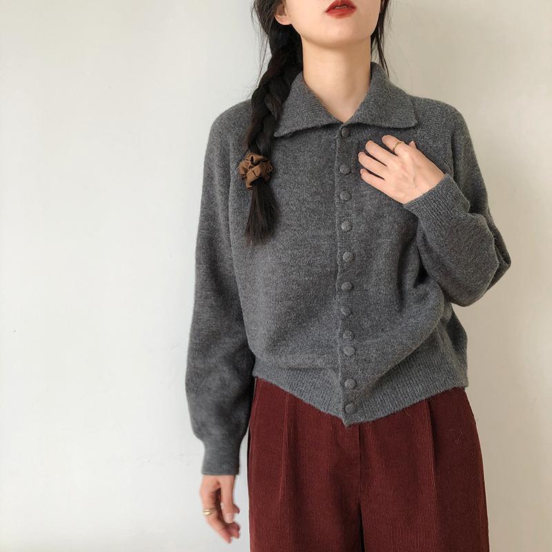 Image of Colorful single-breasted button-front knit cardigan