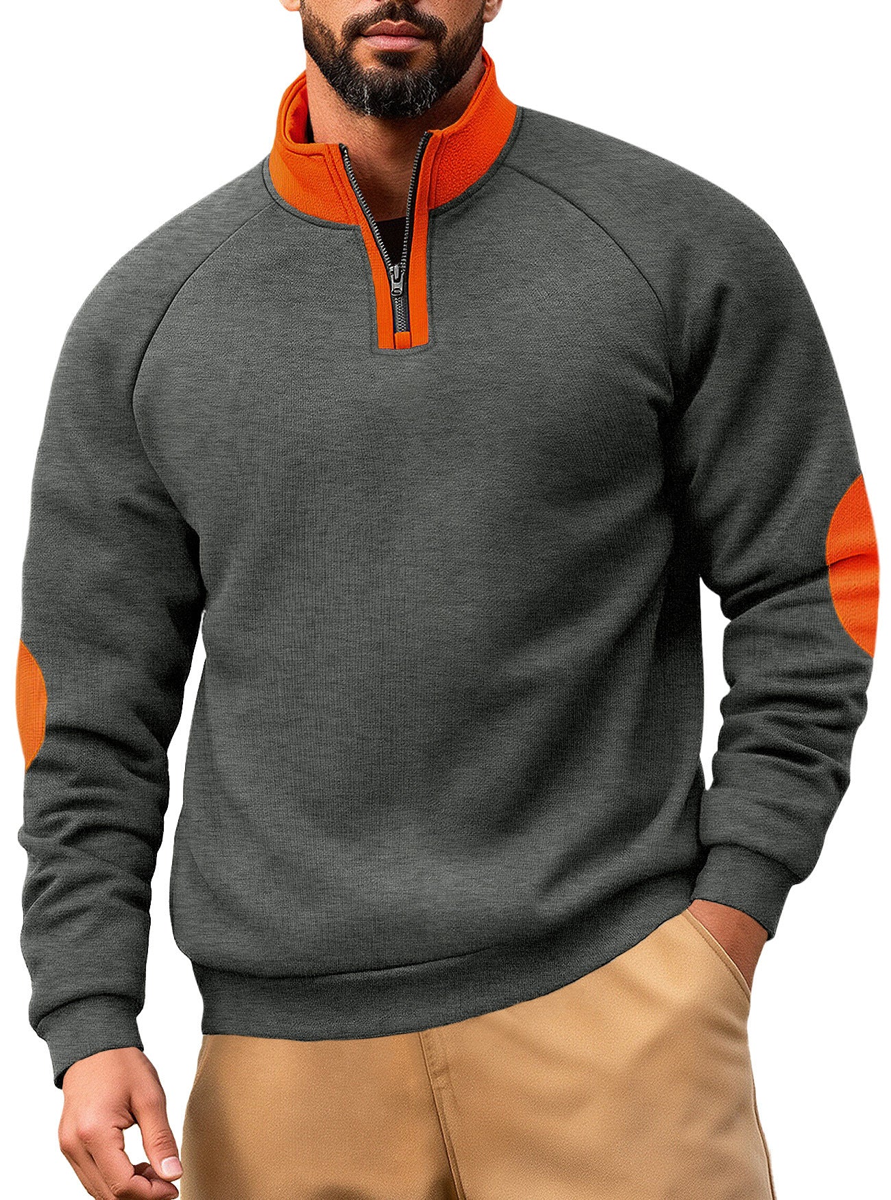 Image of Sudadera de poliéster de corte holgado con cuello subido y media cremallera