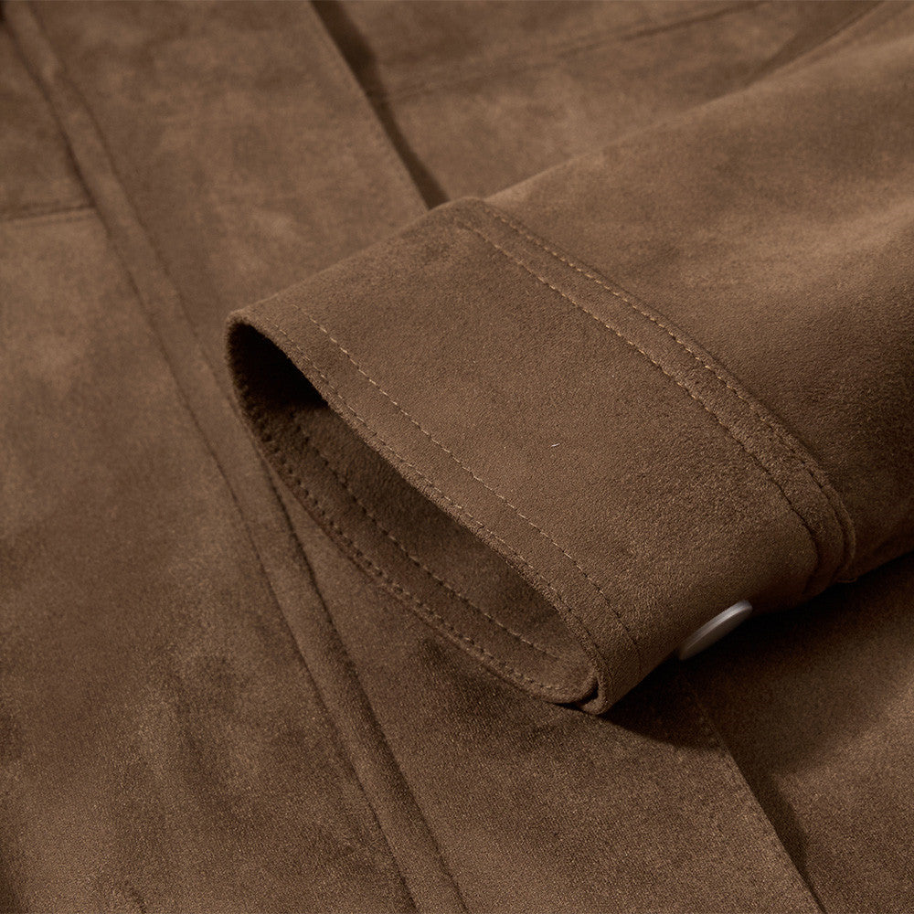 Image of Men's loose fit leather-look zip-up jacket