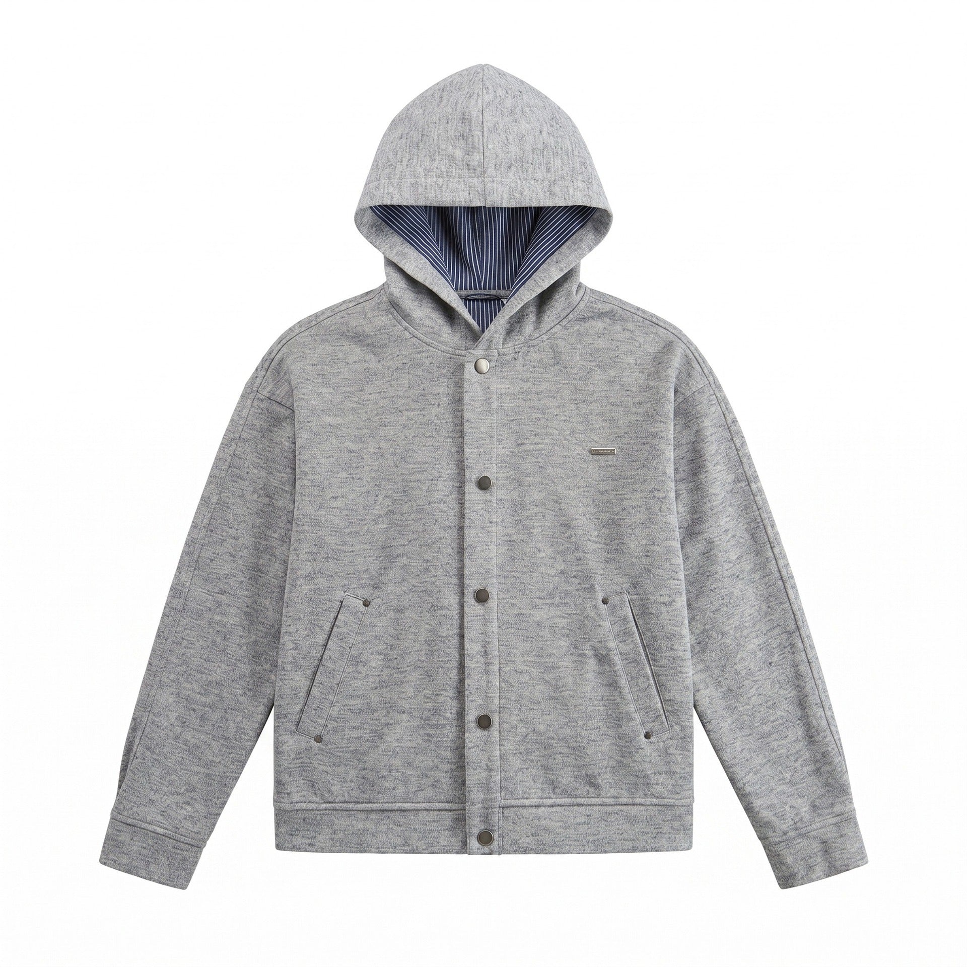Image of Zeratta Retro striped patchwork hooded zip-up sweatshirt