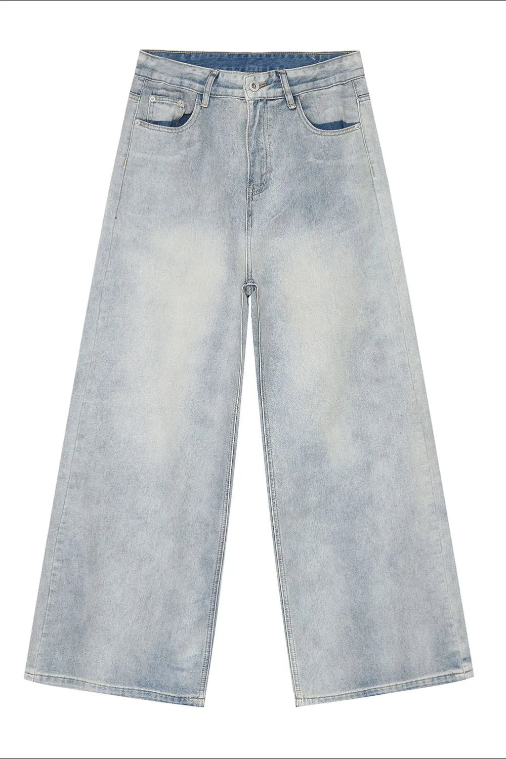 Image of Jeans de corte recto y lavado claro