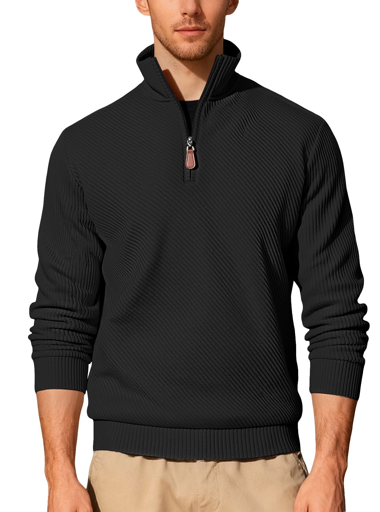 Image of Sudadera deportiva ajustada con capucha y media cremallera