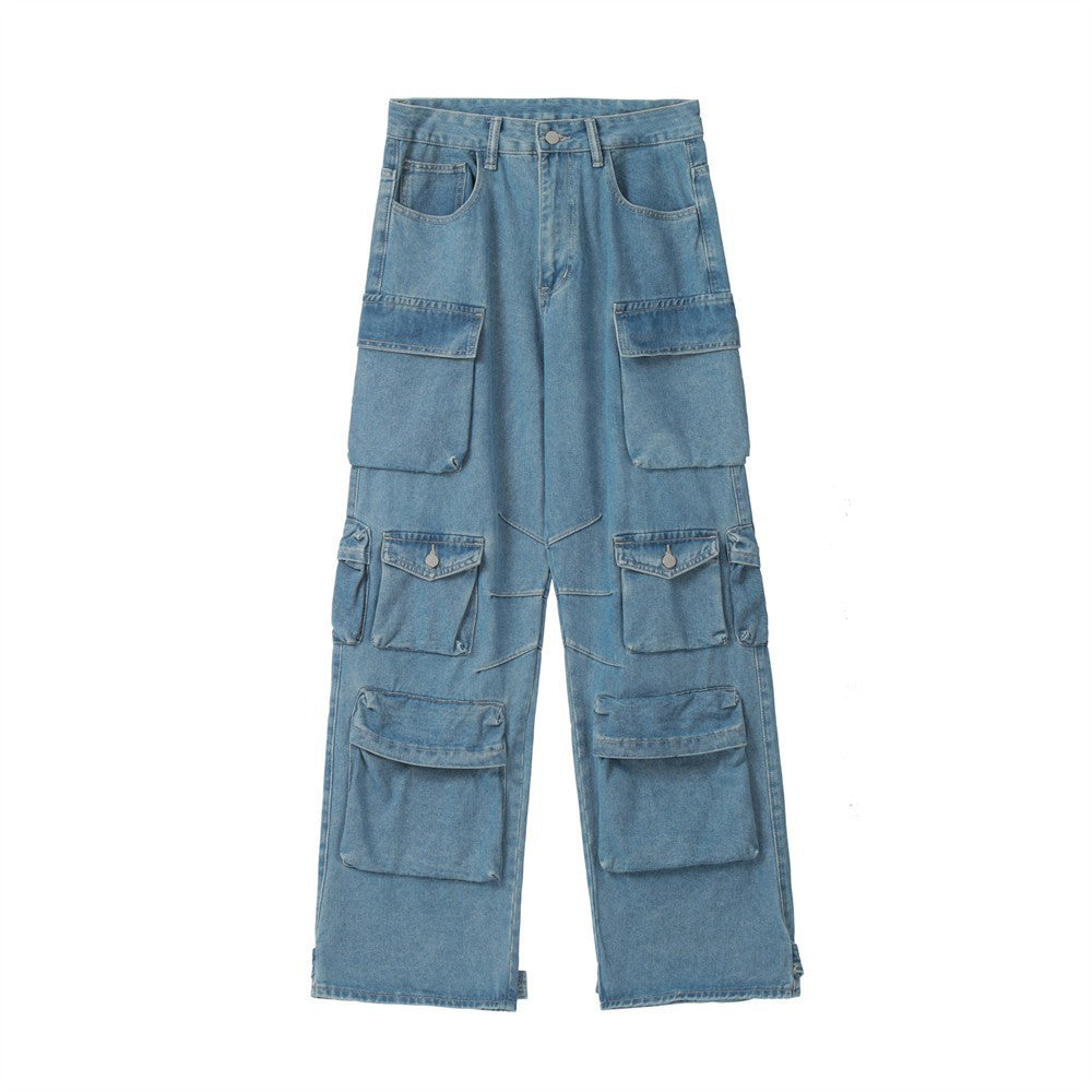 Image of Jeans rectos de tiro alto con multibolsillos