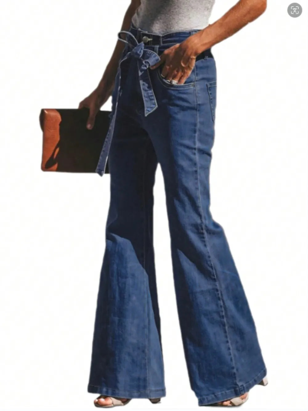 Navy High-Waist Wide-Leg Jeans