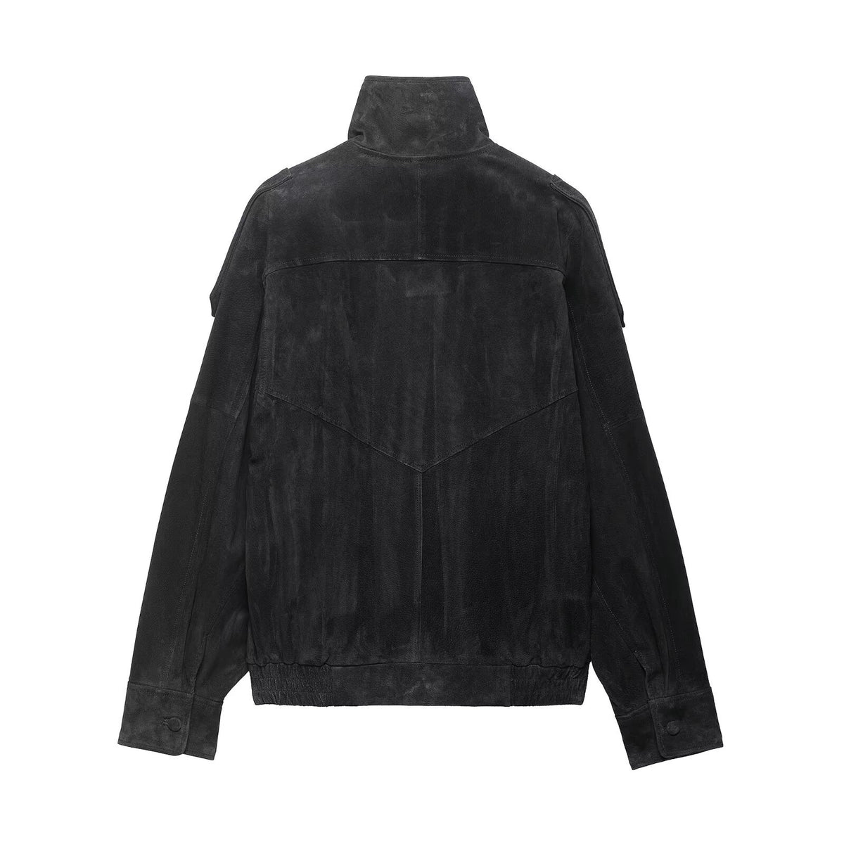 Chaqueta estilo motero con cremallera y textura en marrón oscuro