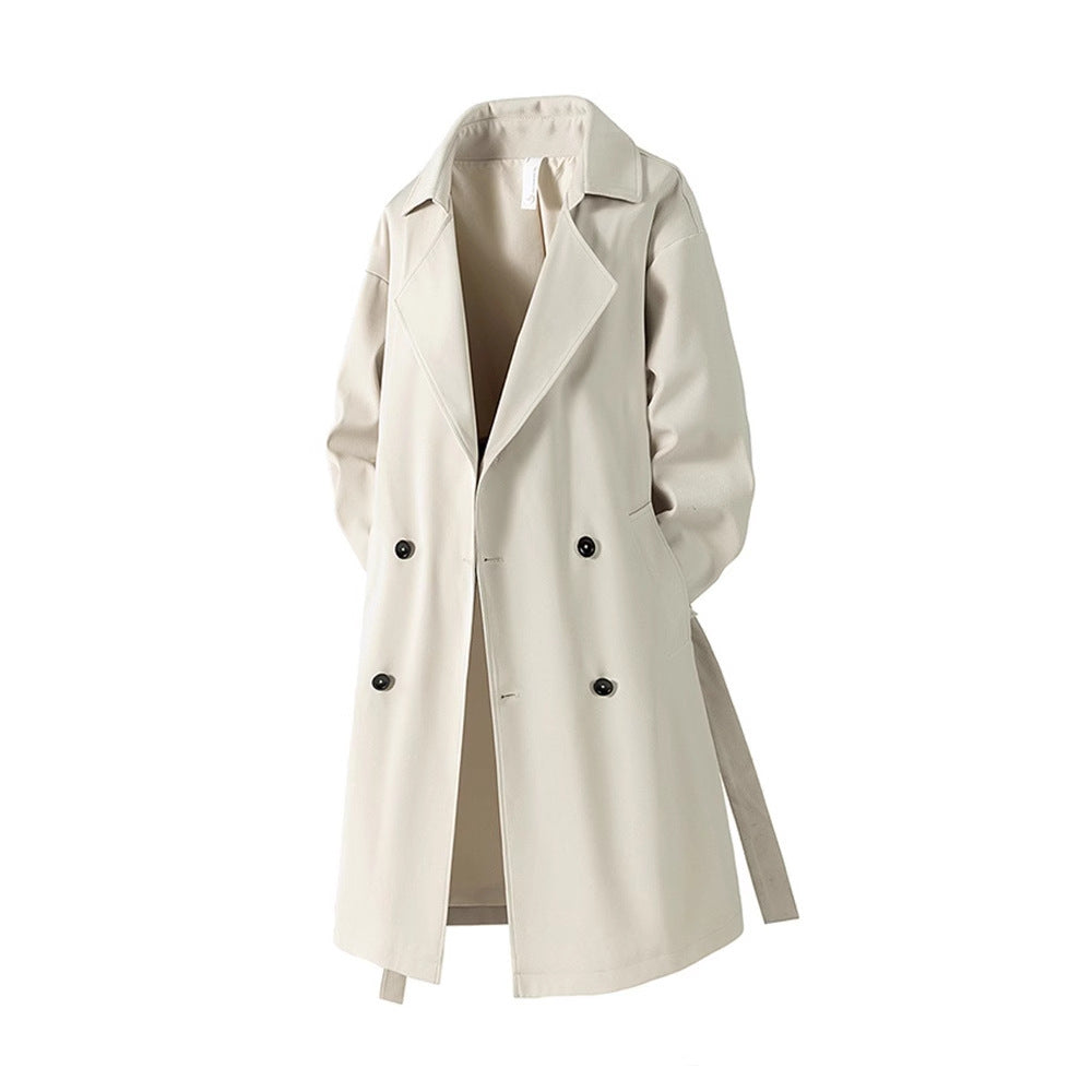 Zeratta Men's mid-length single-breasted polyester trench coat