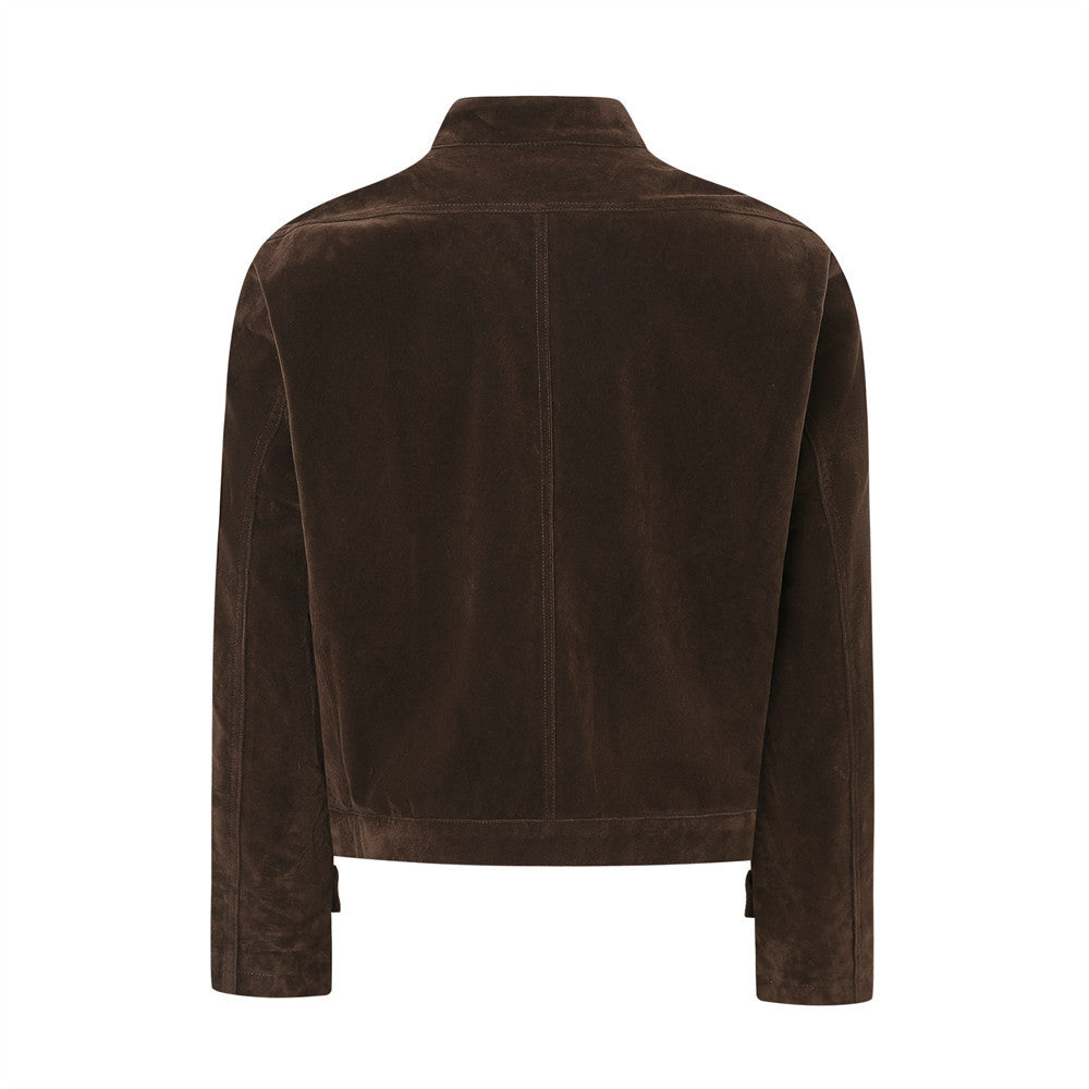 Men's loose fit cotton blend button-front jacket