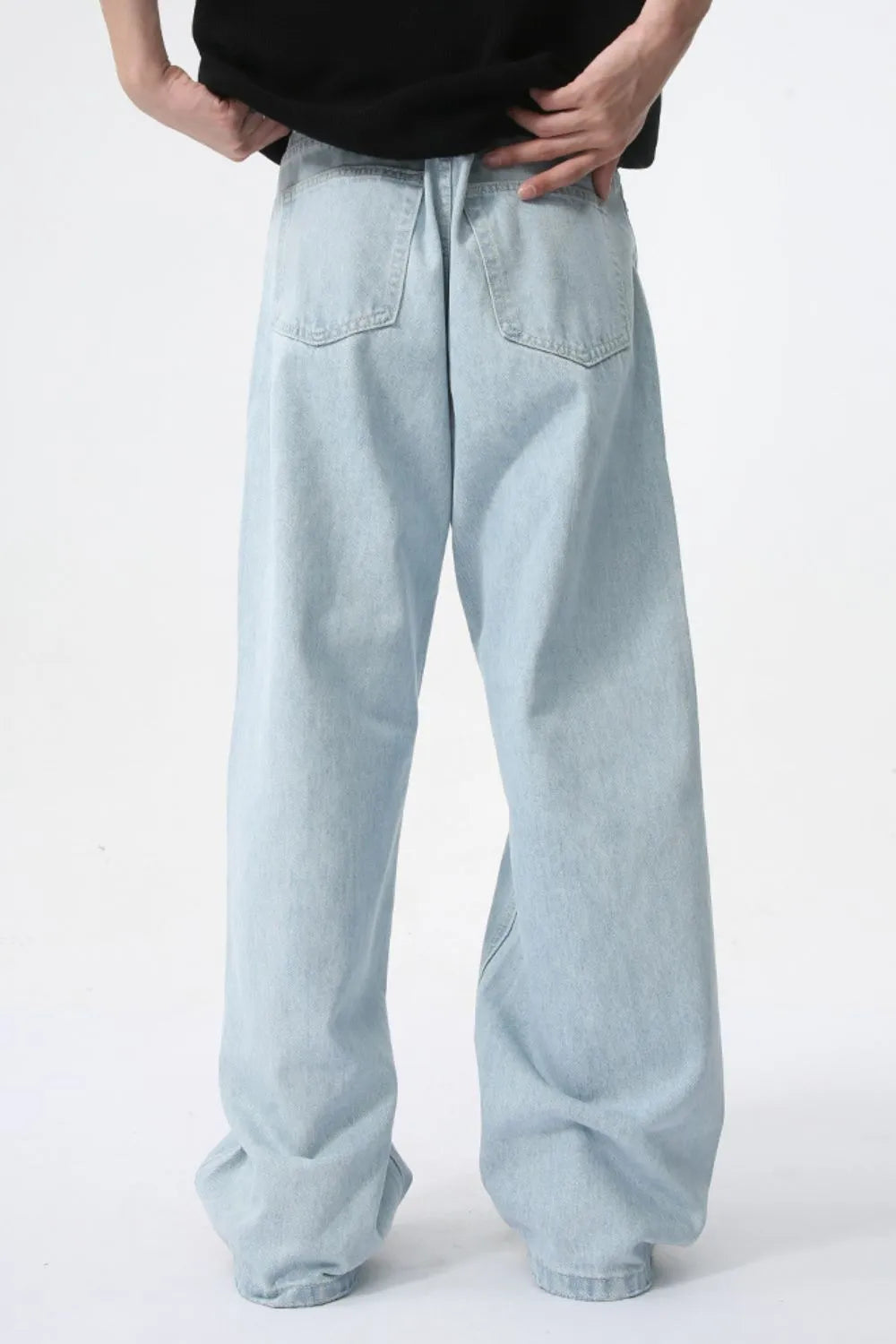 Image of Light Blue Wide-Leg Pocket Jeans