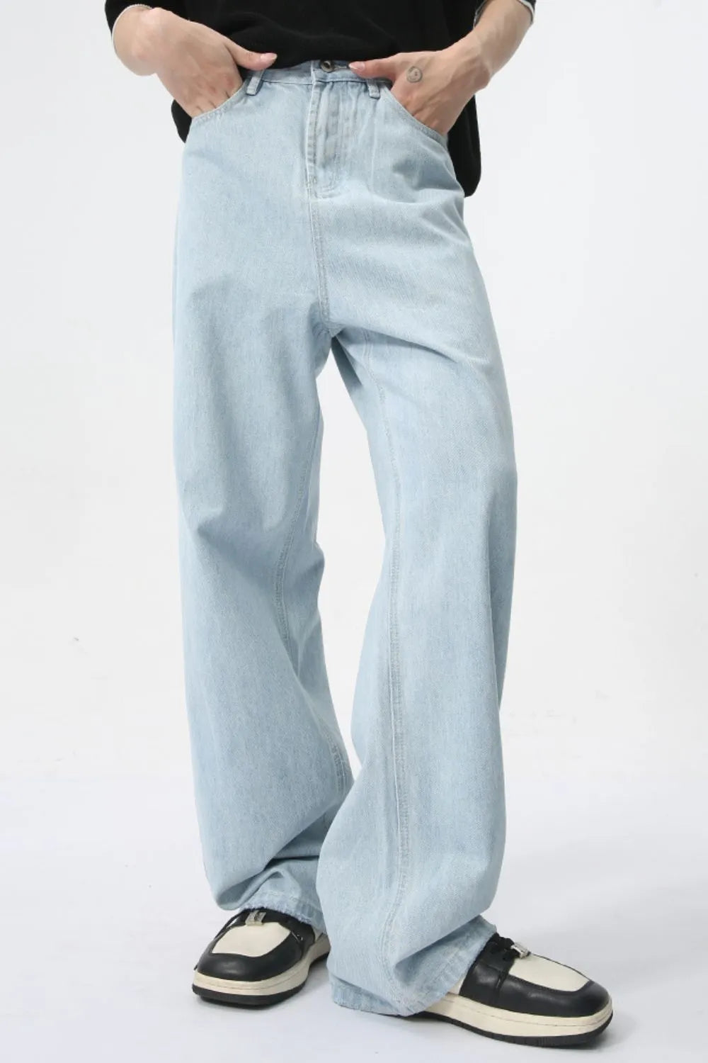 Image of Light Blue Wide-Leg Pocket Jeans — main product photograph