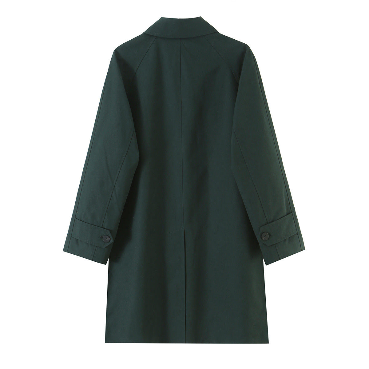 Trench coat de mujer, color verde oscuro, con solapa y botonadura sencilla