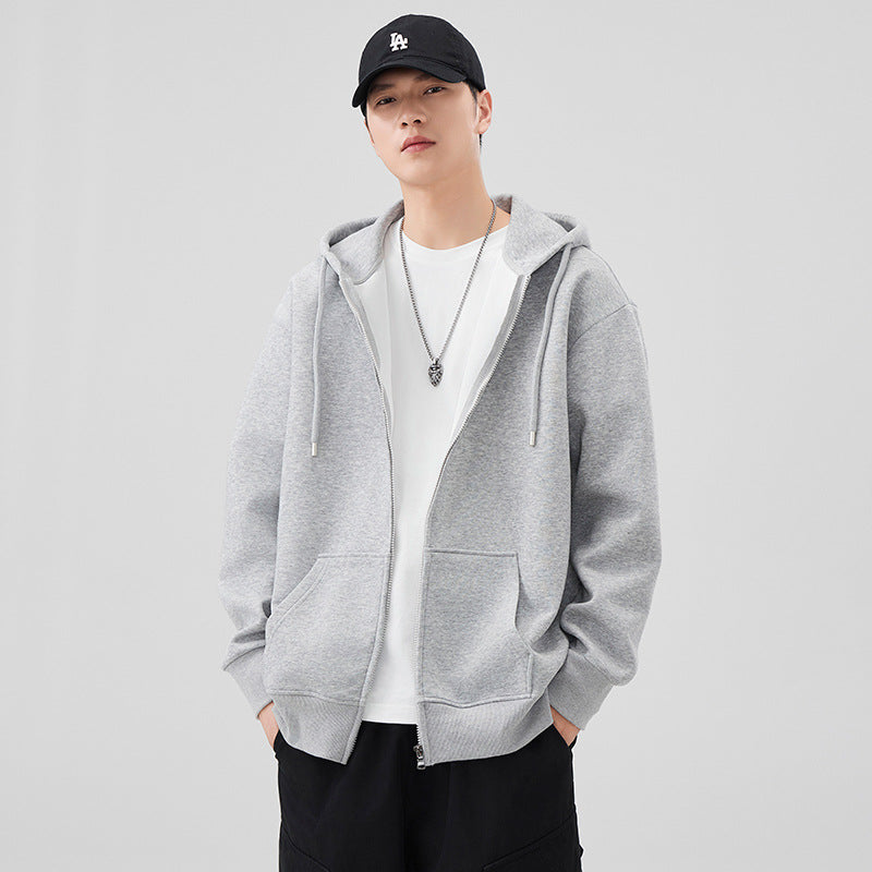 Men's heavyweight cotton blend zip-up hoodie, additional variant view 3