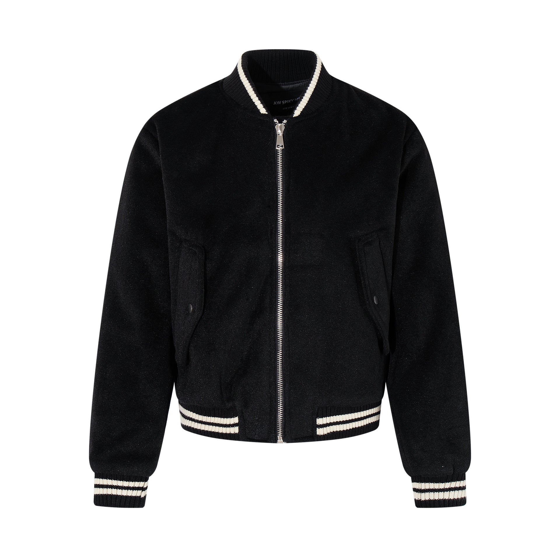 Image of Zeratta Men's black padded wool blend baseball jacket