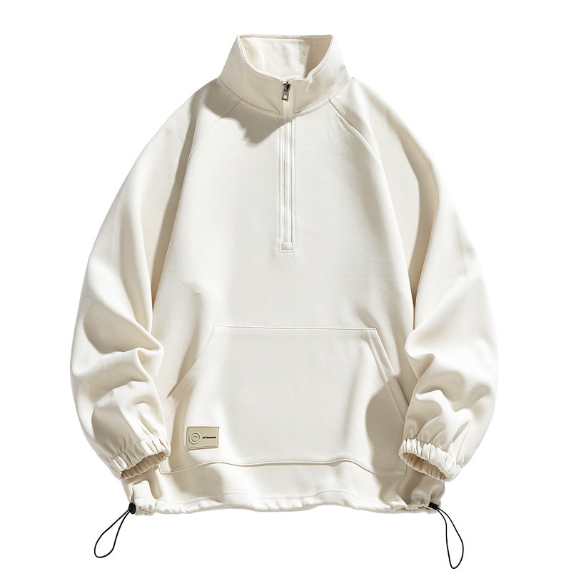 Zeratta Men's cotton stand collar half-zip sweatshirt