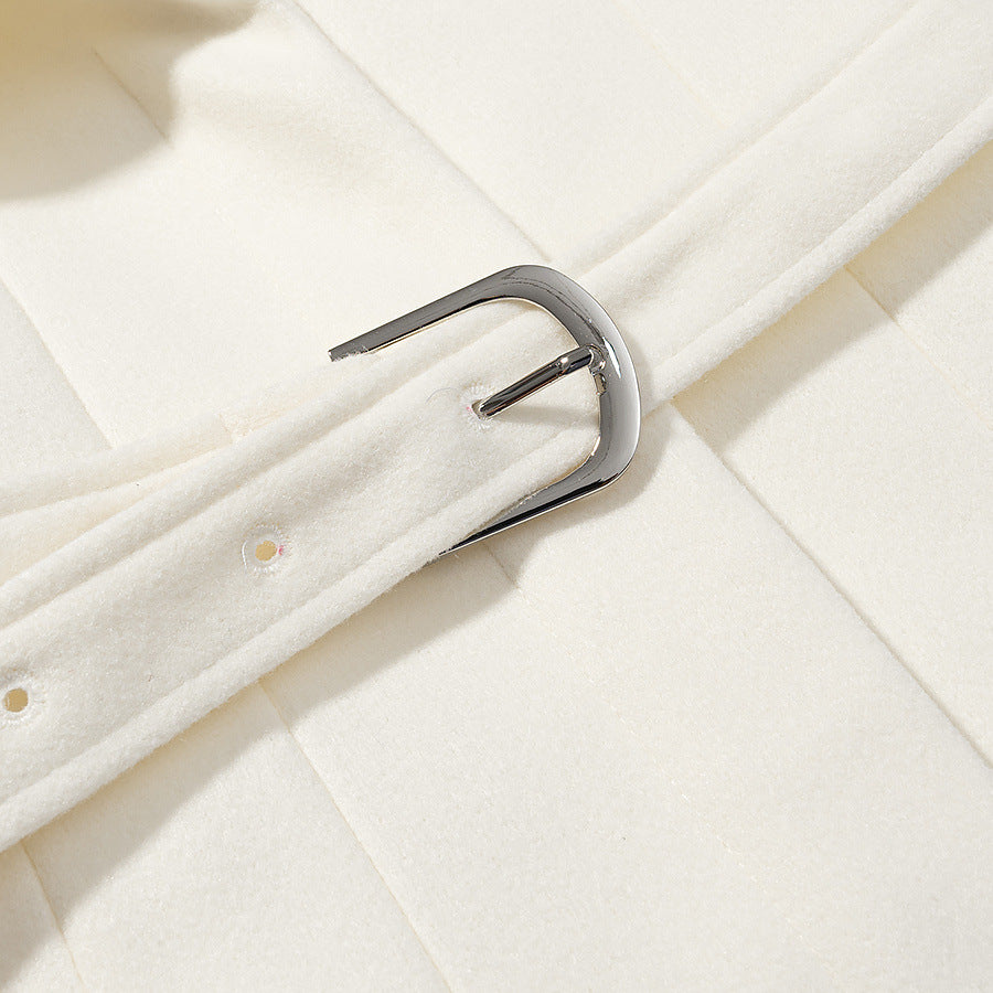 Image of Women's white single-button woven trench coat