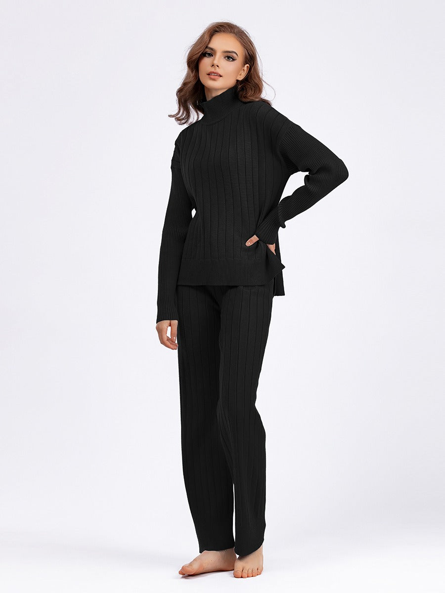 Women's two-piece turtleneck knit sweater set
