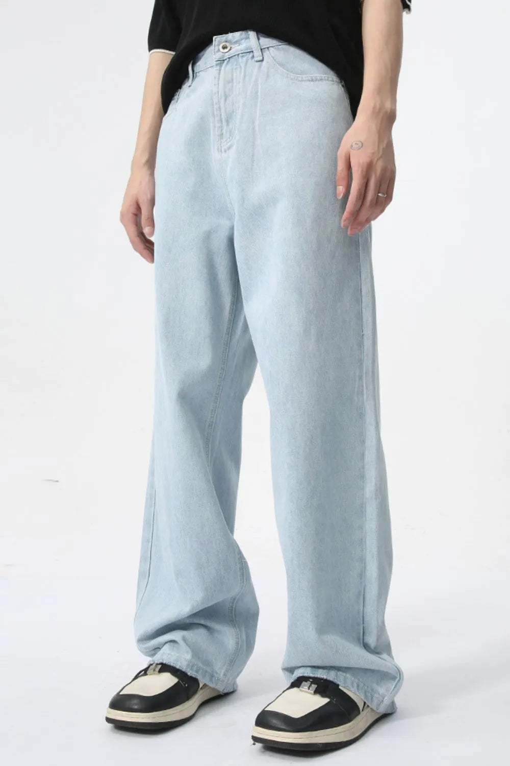 Image of Light Blue Wide-Leg Pocket Jeans