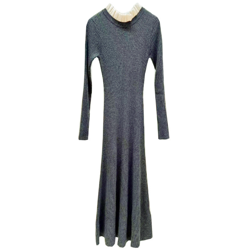 Image of Women's Lace-Collar Knit Maxi Dress
