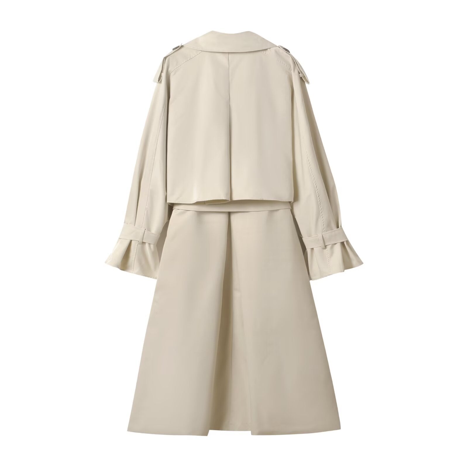 Image of Gabardina corta cruzada color albaricoque para mujer