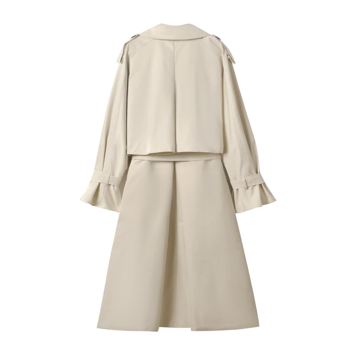 Gabardina corta cruzada color albaricoque para mujer