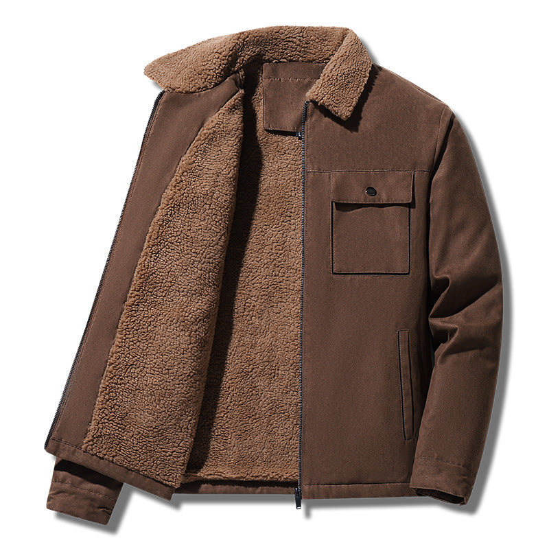 Chaqueta con cremallera de poliéster efecto ante para hombre