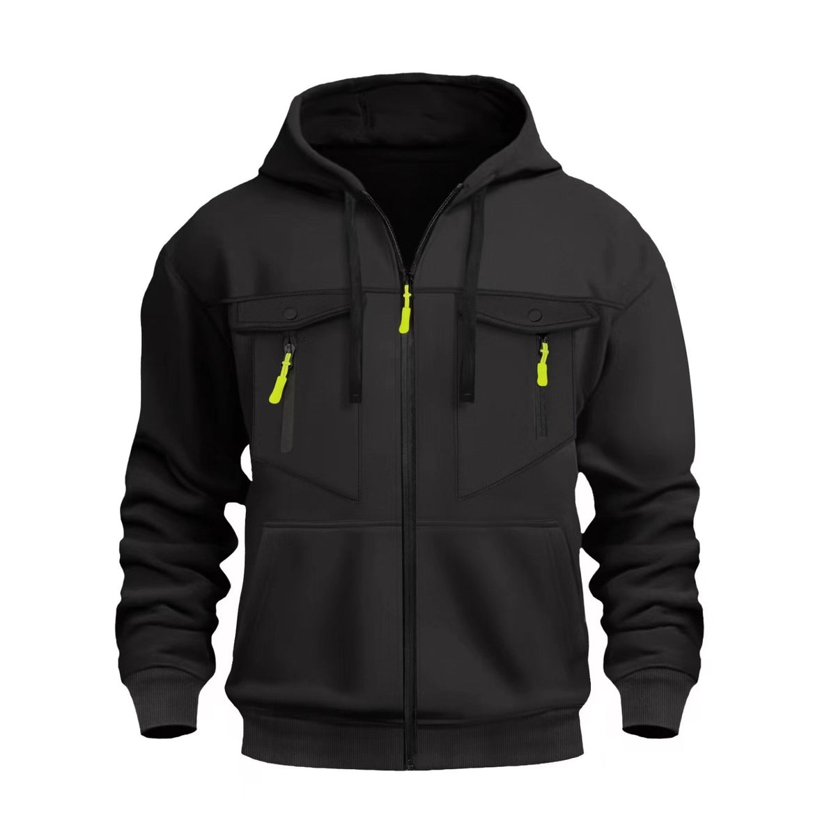 Men's multi-pocket sporty zip-up hoodie