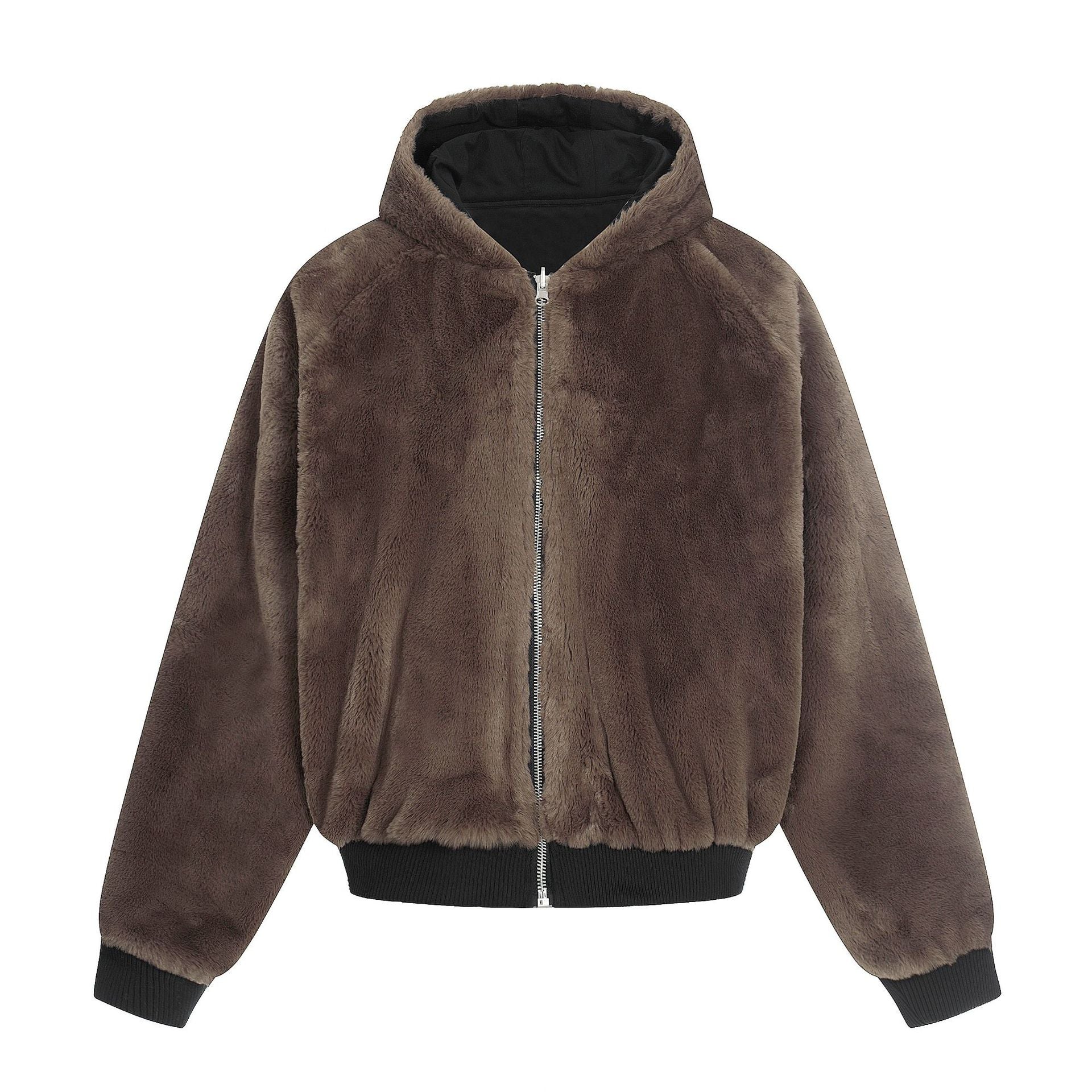 Image of Chaqueta con capucha y cremallera de corte holgado para hombre