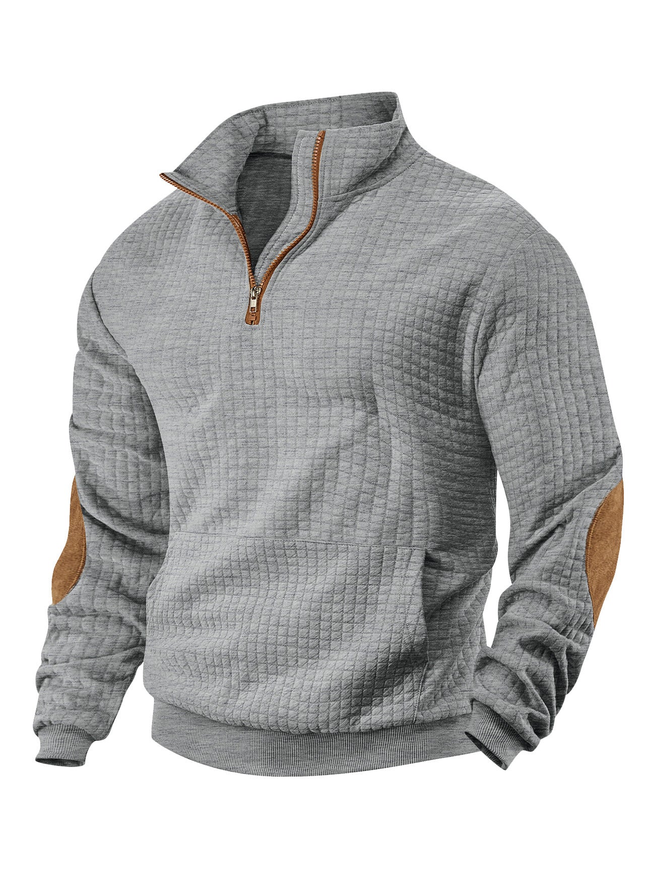 Image of Men's square stand collar half-zip pullover
