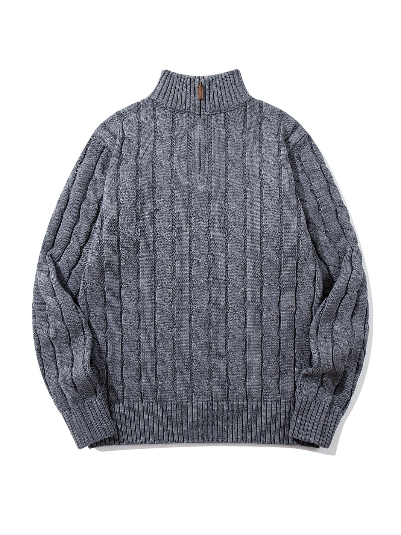 Image of Cable knit half-zip high neck pullover sweater