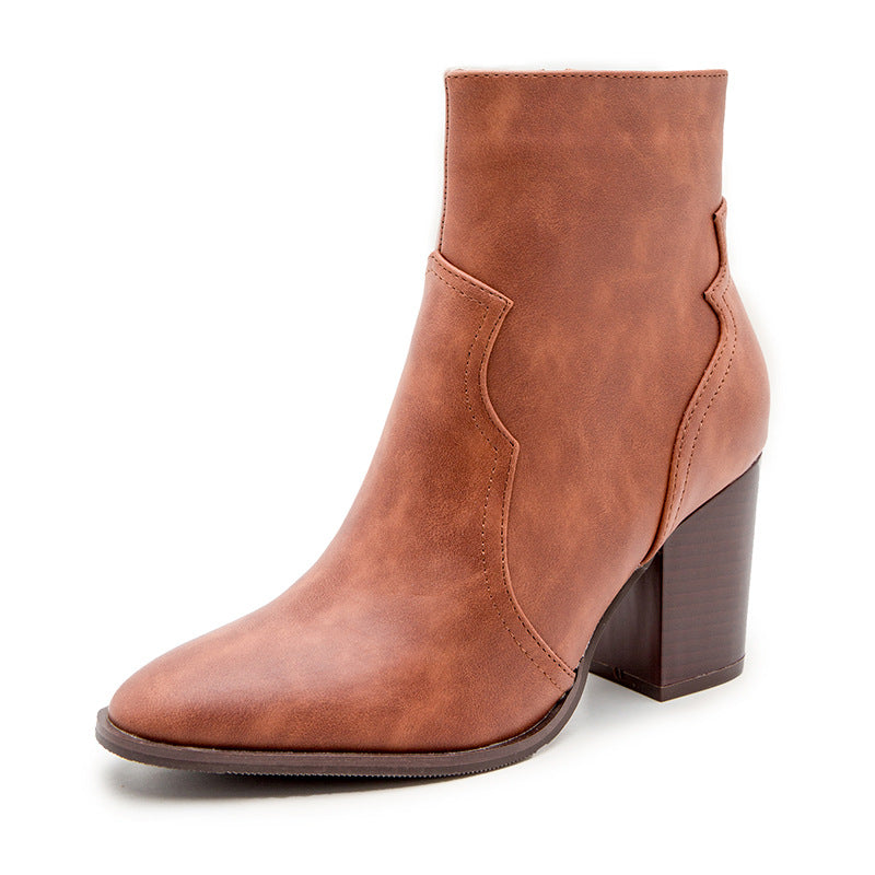 Image of Women's 8cm block heel faux leather ankle boots