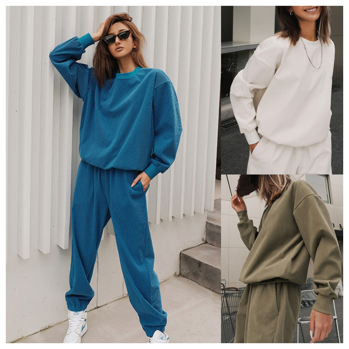 Image of Women's round neck top and pants lounge set