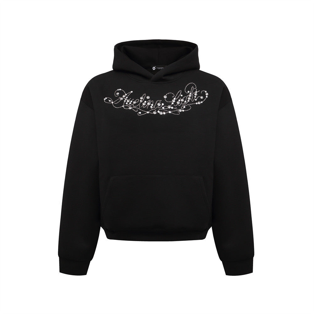 Sudadera con capucha de algodón y pedrería