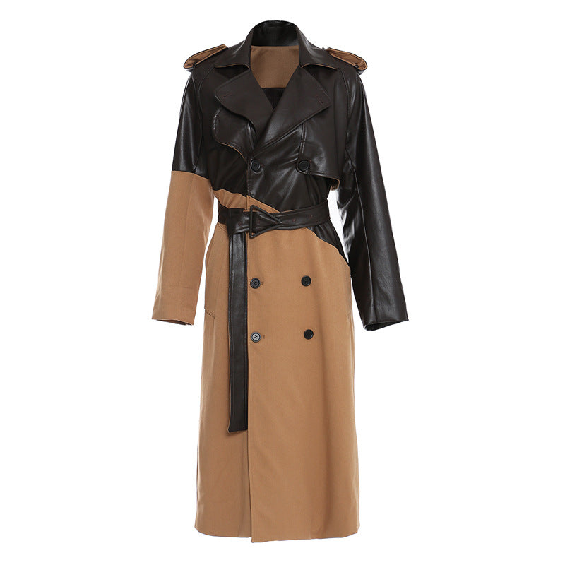 Women's khaki panelled belted trench coat