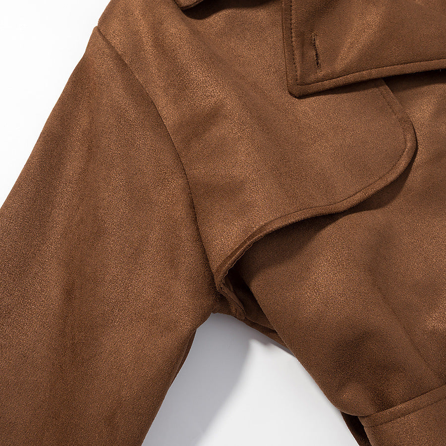 Image of Women's brown single-button woven trench coat