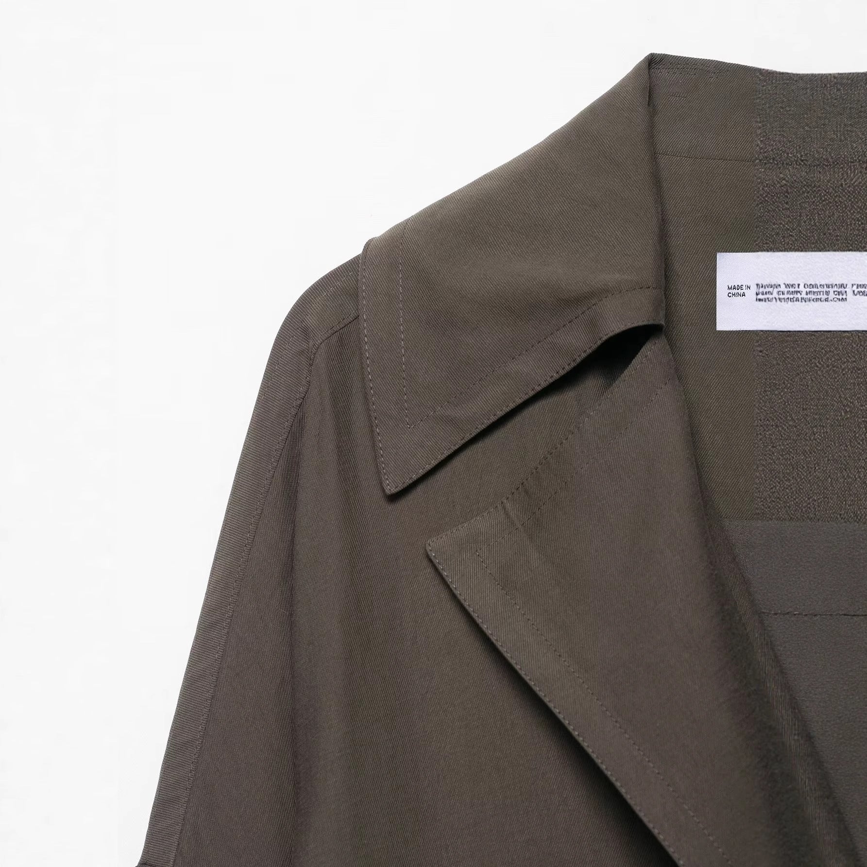 Image of Women's gray belted single-breasted trench coat