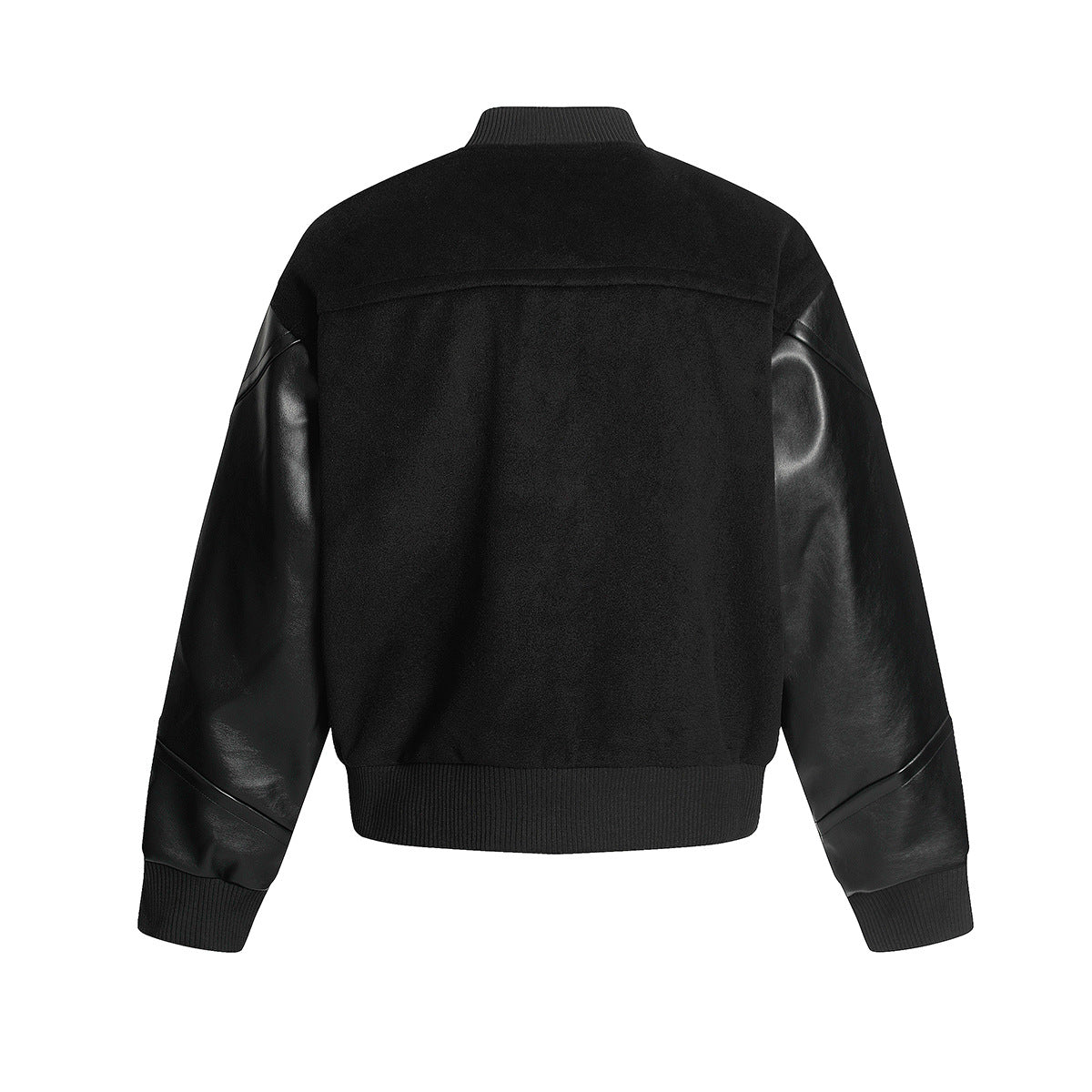 Image of Black relaxed fit button-front baseball jacket