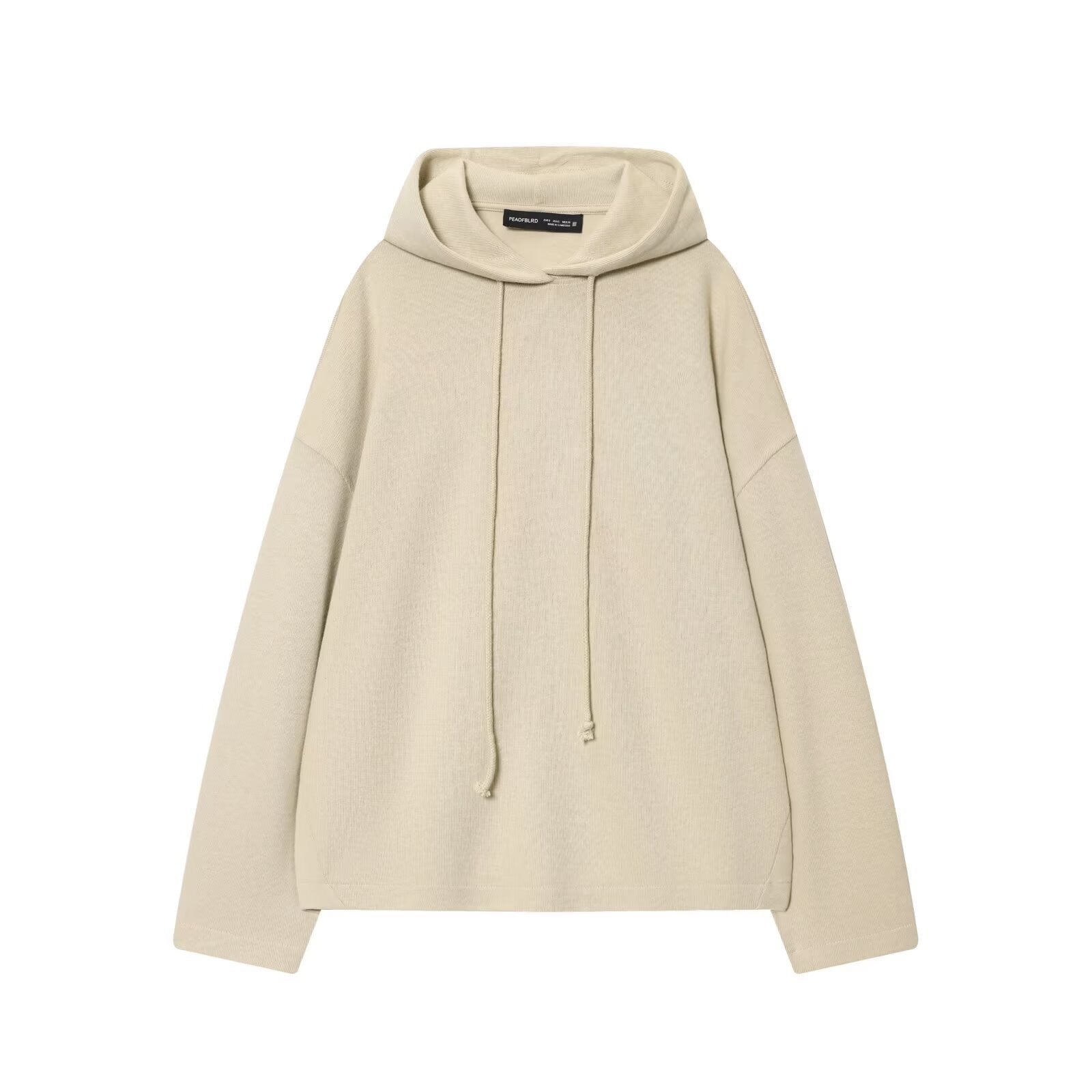Image of Apricot and brown solid color pullover hoodie
