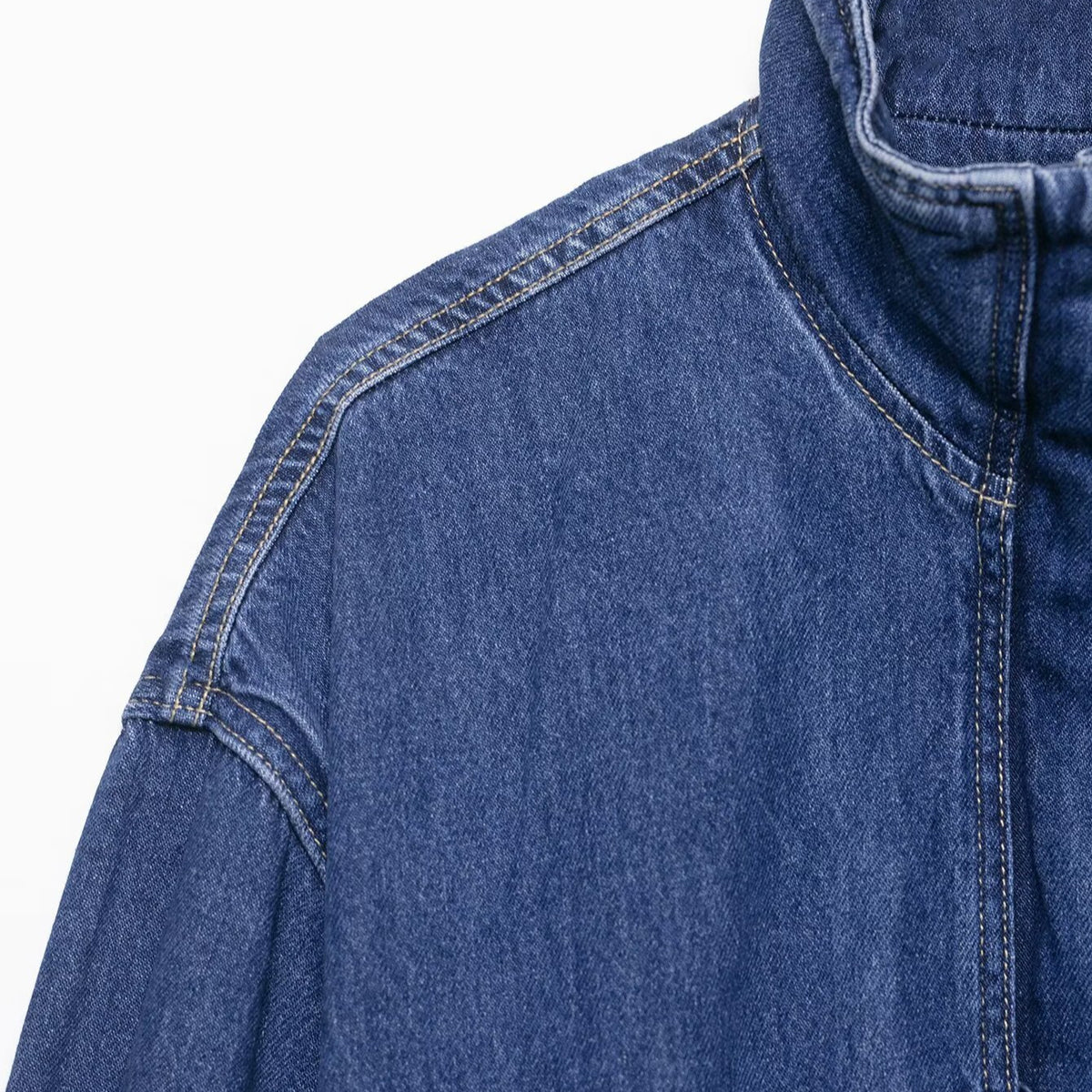 Chaqueta de mezclilla azul con cremallera para mujer