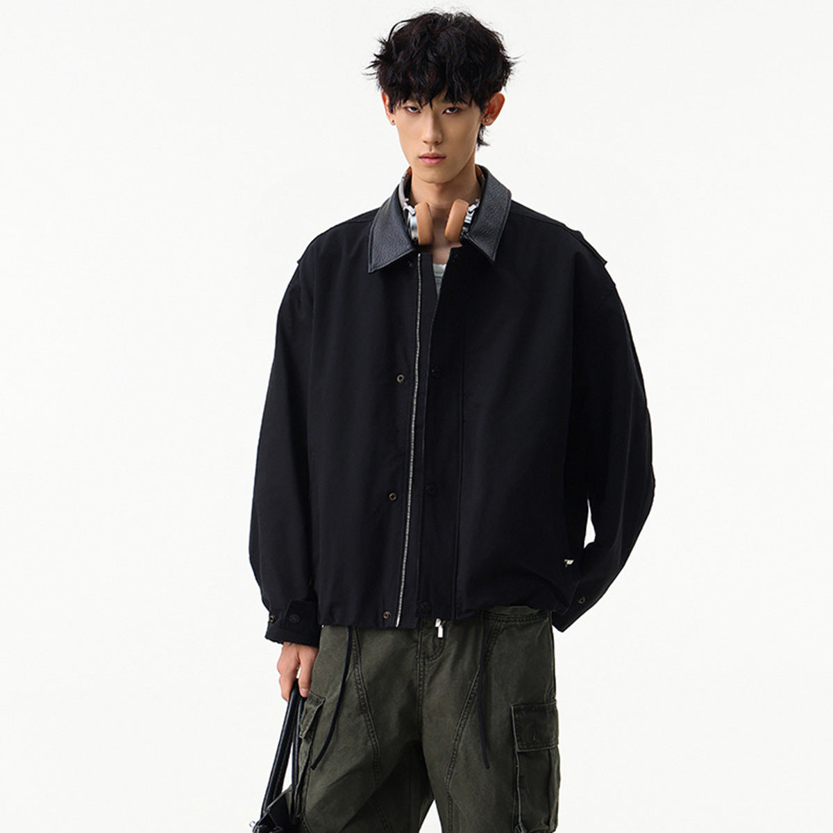 Image of Zeratta Men's cotton zip-up harrington jacket