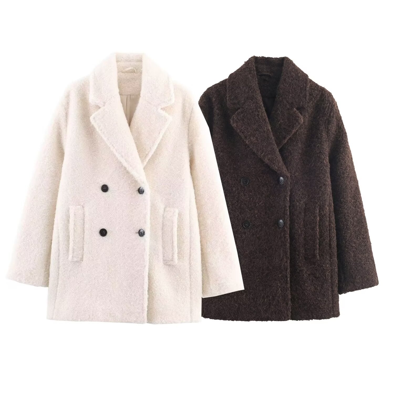Image of Zeratta Pearl-detail faux leather double-breasted jacket